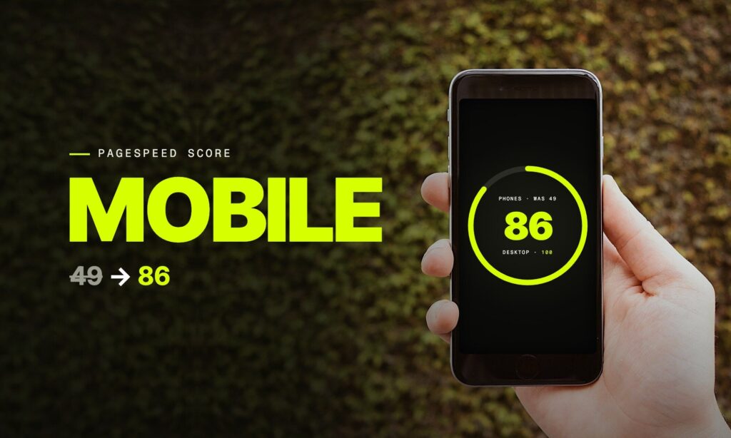 Mobile speed: pikus.media PageSpeed score on phones went from 49 to 86, desktop 100
